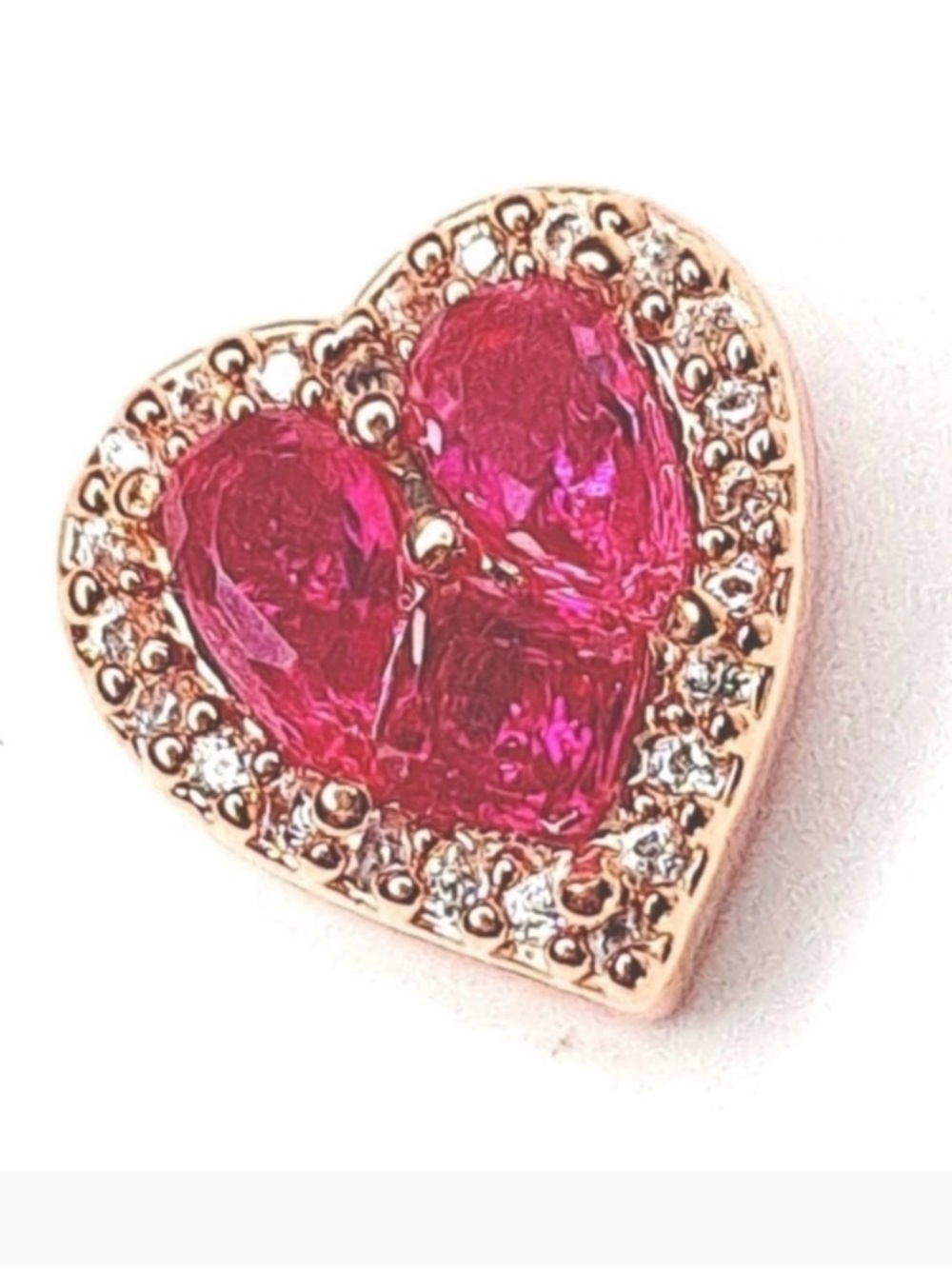 kate spade Heart Stud Earrings in Hot Pink with Gold Trim - Picture 3 of 4